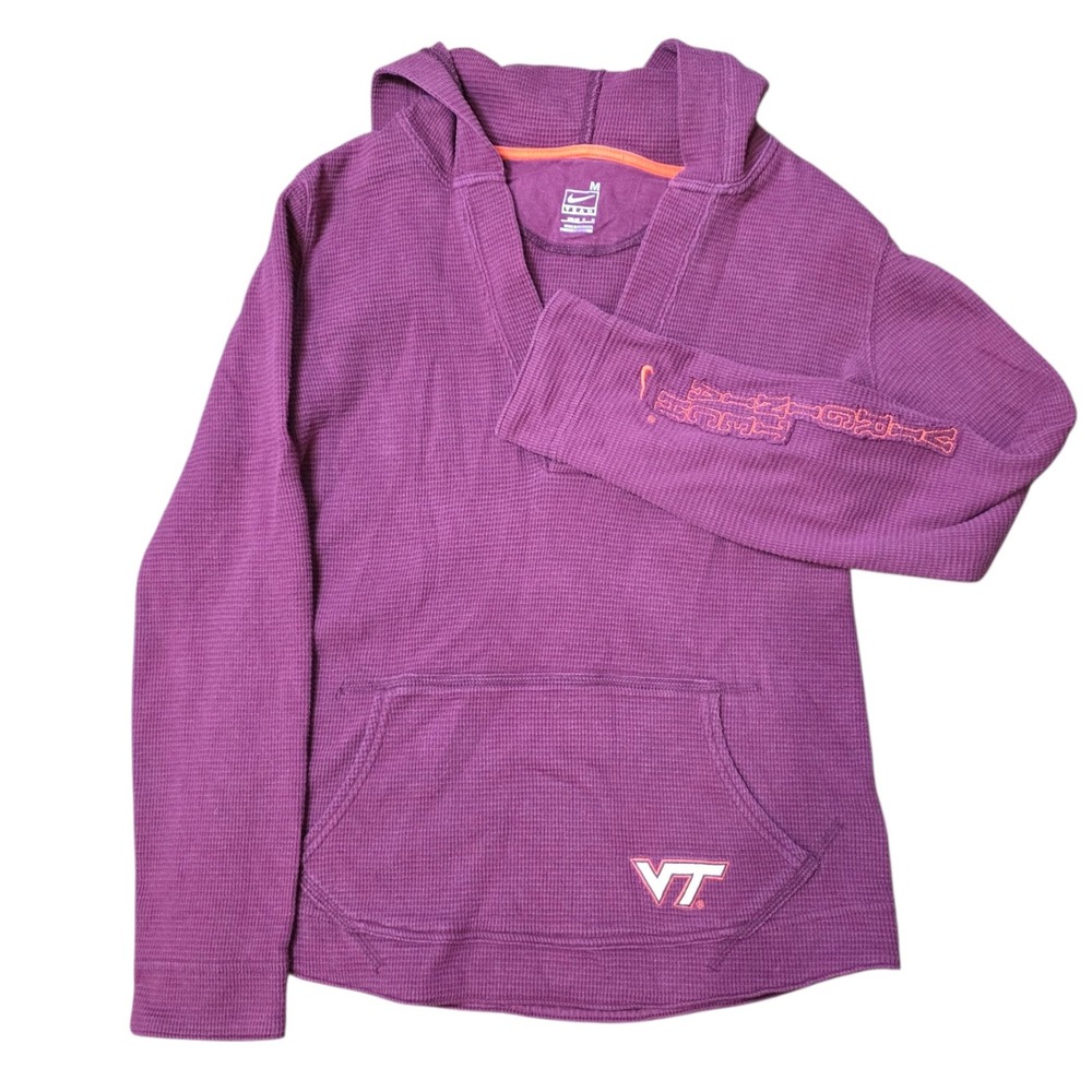 Nike Virginia Tech Hokies Hoodie Burgundy Pullover Thermal Top VT‎ Logo Sz M